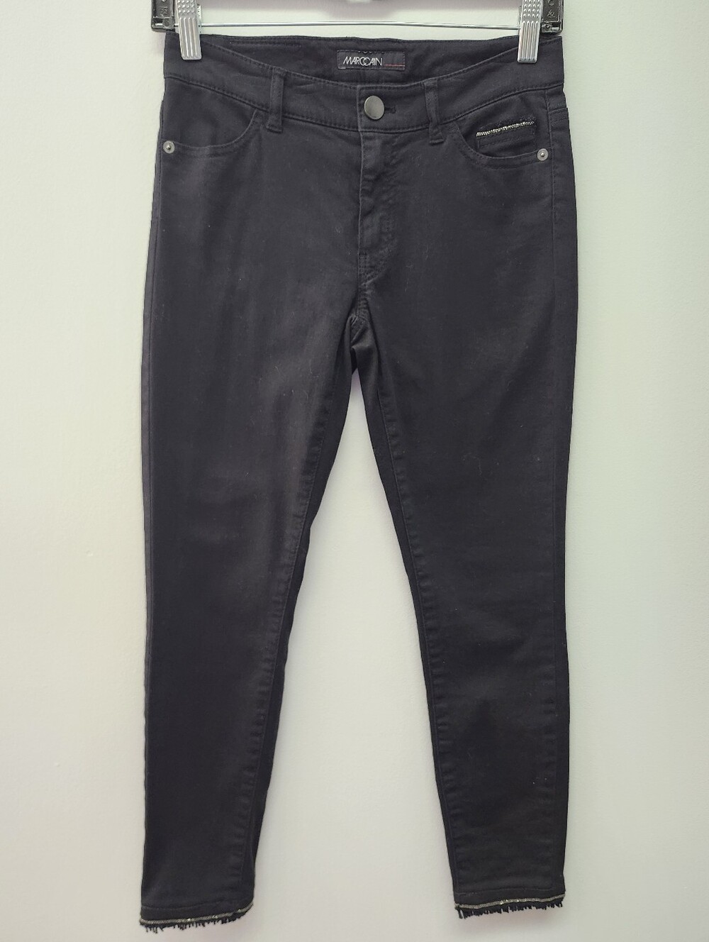 Marc Cain Black Cropped Skinny Jeans with Frayed Hem